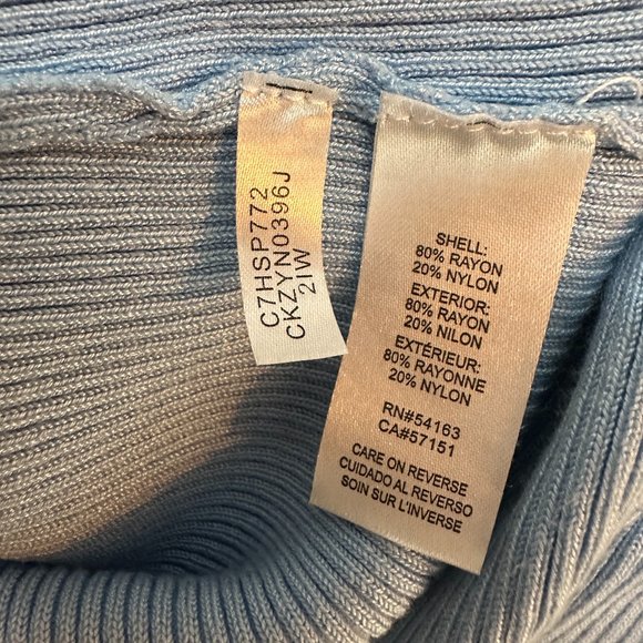 Calvin Klein Light Blue Round Neck Long Sleeve Blouse Sz M - Picture 9 of 11